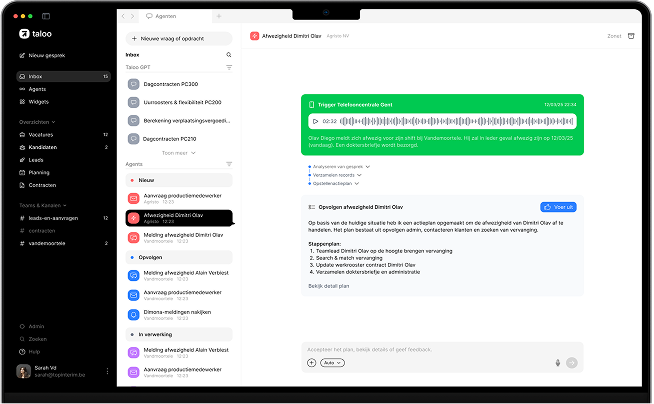 Taloo interface on laptop